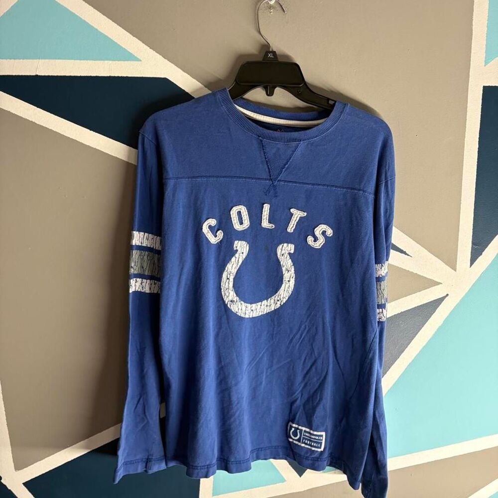 Super crazy vintage retro tuff af NFL Indianapolis Colts blue long sleeve shirt